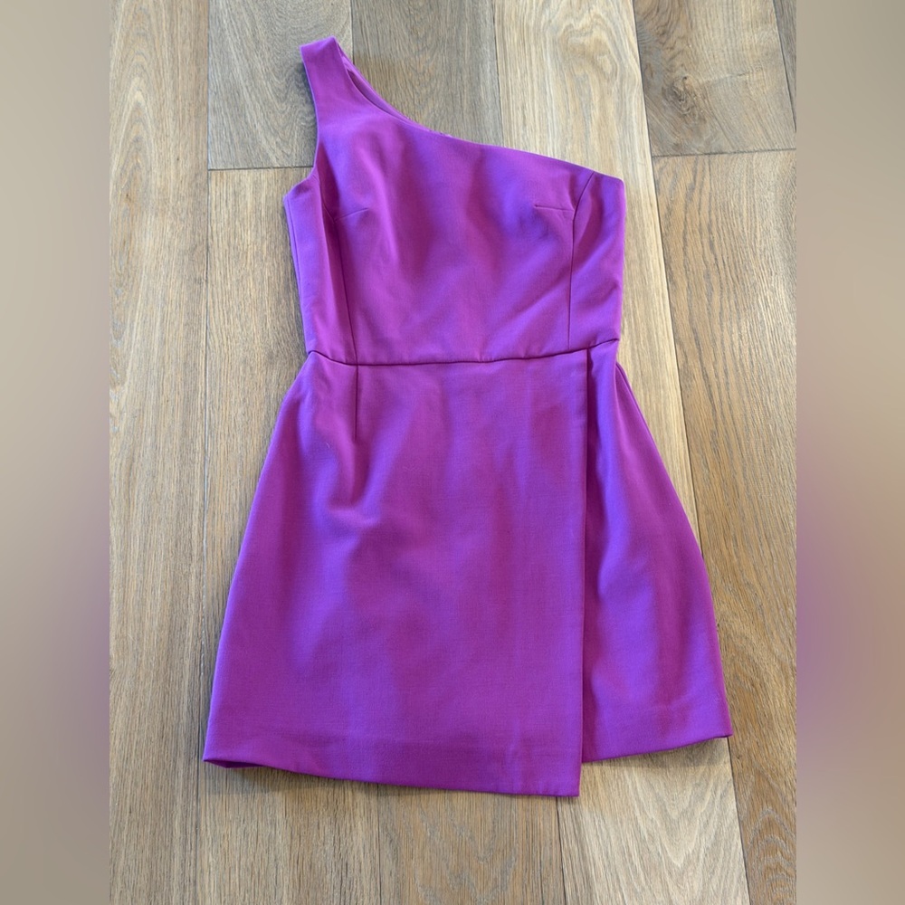 French Connection Whisper One Shoulder Mini Dress Size 0 Magenta A-Line